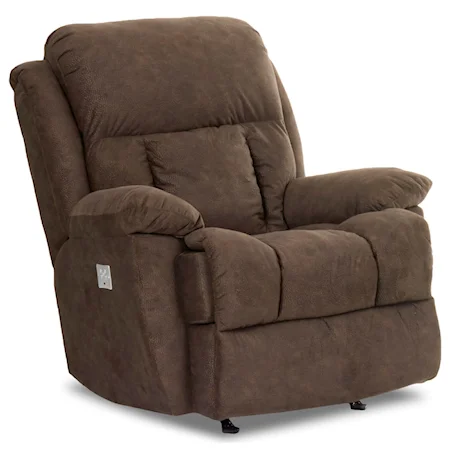 Casual Reclining Rocking Chair with Pillow Top Arms